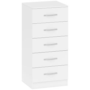 Byrå med 5 Lådor Vit Spånskiva för Sovrum och Hall Förvaringsskåp för Kläder Modern och Enkel Design Rymlig Organisator