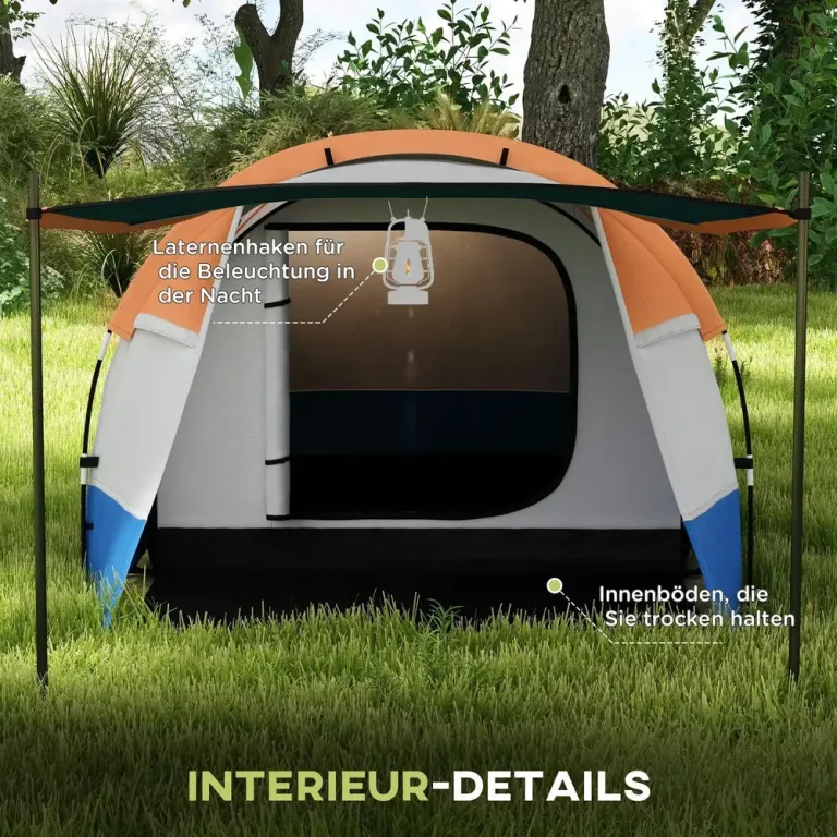 Campingtält Tunneltält för 3 Personer Orange av Polyester
