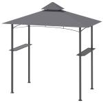 Grillpaviljong med Brandhämmande Tak, Stabilt Grilltält med Dubbeltak, Skyddar Grillkocken mot Sol och Regn, Grå, 245 x 148 x 252 cm