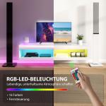 Hängande TV-skåp med RGB LED-belysning i 16 Färger, TV-bänk för 55-60 tums TV, Högblank Vit, 140x40x30 cm