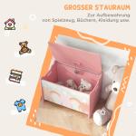 Leksakskista med Lock Rosa MDF för Barnrum Förvaringslåda med Säkert Gångjärn och Djurmotiv Rymlig Kista Organisering för Leksaker 60 x 37 x 39 cm