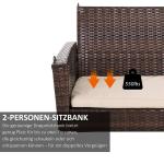 Hängande Trädgårdsbänk i Konstrotting, 2-Sitsig Gungbänk för Avkoppling, Väderbeständig Hängsoffa för Veranda, Brun, 127 x 57,5 x 60 cm