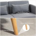 Bäddsoffa 3-Sits Soffa Grå av Linnelook och Trä för Vardagsrum Soffa med Sovfunktion och Justerbart Ryggstöd 170 x 83 x 80 cm