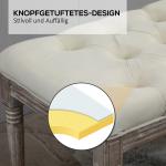 Stoppad Sängbänk i Vintagestil med Knappar, Sammet, Gummiben, Beige, 142 x 47 x 51 cm