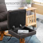Massagestol med Pall och Förvaring, Bekväm TV-Stol med Massagefunktion, Justerbar Relaxfåtölj i Tyg, Brun, 80 x 86 x 99 cm