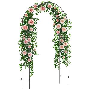 Trädgårdsbåge, Rosenbåge med Spaljé, Metall, Svart, 1,40 x 0,40 x 2,40 m