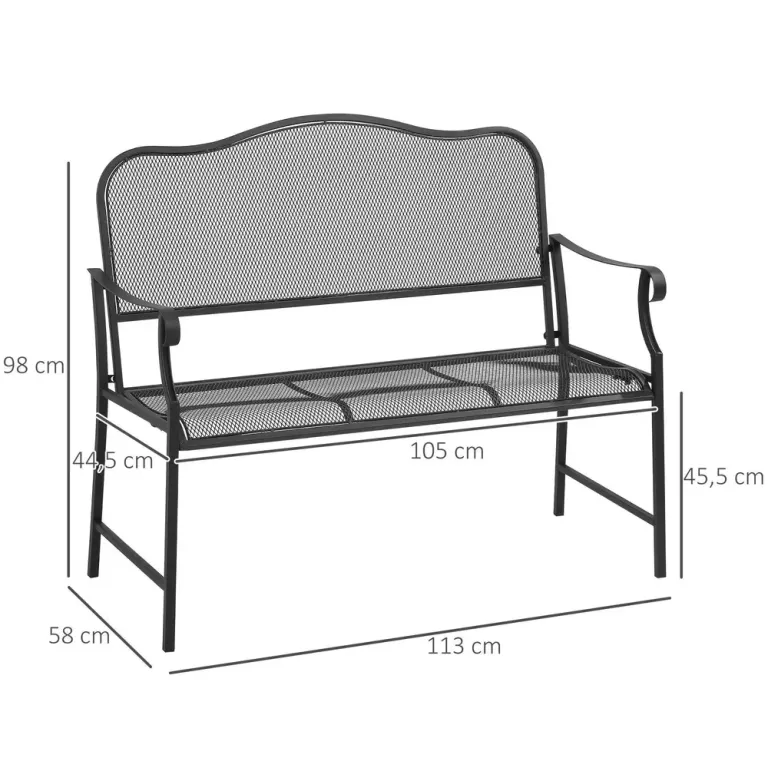 Trädgårdsbänk i Metall 2 Personer 113 x 58 x 98 cm