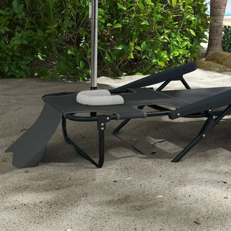 Solstol Mörkgrå av Mesh 188 x 56 x 28 cm