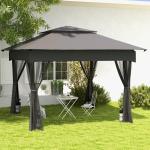 Gazebo Pergola Grå av Oxford Tyg och Stål för Balkong och Trädgård Altantak med UV-Skydd Hjul och Sandsäck Praktisk 3 x 3 m