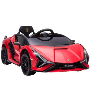 Barnelbil 12V, Lamborghini SIAN SUV, 2 Körlägen, Fjärrkontroll, Musik (MP3/USB), LED, 37–60 Månader, Metallröd, 108 x 62 x 40 cm