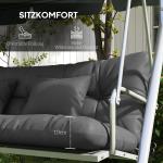 Sittdynor Stolsdynor Set med 4 Dynor Mörkgrå av Tyg för Hem och Trädgård Vattenavvisande Dyna med Knytband 150 x 50 x 10 cm