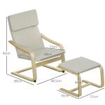 Fåtöljset Relaxstol Krämvit av Linne och Eukalyptus för Vardagsrum Set med 2 Fåtöljer med Pall och Nackstöd 66,5 x 80 x 99 cm