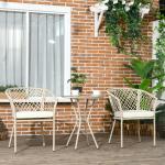 Rattanträdgårdsmöbelset, 2 Stolar och Bord, Härdat Glas, PE-rotting, Sittdynor, Metallram, Khaki