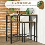 3-delad Stångsats, Högt Bord och 2 Stolar, MDF, Metallram, Vattentät, Brun