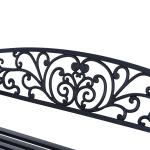 Trädgårdsbänk Parkbänk Svart Metall för Trädgård Terrass och Balkong 2-Sits Väderbeständig och Robust 127 X 60 X 85 Cm