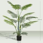 Konstgjord Palm med 16 Plastblad, UV-beständig i Plastkruka för Inomhus och Utomhus, Grön