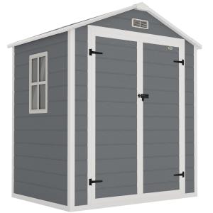 Redskapsbod med Låsbar Dubbelport och Fönster för Trädgård Hållbar och Stabil Grå Stål och Aluminium 1,80 x 1,30 x 2,10 m