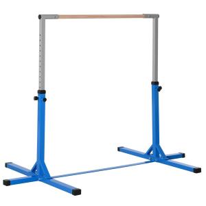 Gymnastikstång Stabil Blå Trä Stål för Barn Från 3 År med Justerbar Höjd i 13 Steg Upp till 75 kg för Lek och Sport