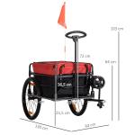 Lastvagn Cykelvagn Röd av Oxford Tyg och Metall för Cykelturer 2-i-1 Vagn med Koppling och Reflexer 40 kg 130 x 64 x 103 cm