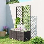 Odlingslåda med Spaljé 2-pack Brun Plast för Trädgård Blomlåda med Självbevattning och Dränering 80x40x136 cm