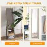 Stående Spegel Helfigursspegel Grå av Aluminium och Glas för Sovrum Fristående med Stativ Dressingspegel Garderobsspegel