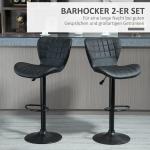 Barstolar i Retro-Design 2-Pack, Snurrbara Köksstolar i Konstläder, Justerbar Höjd för Bar och Kök, Svart, 47 x 51,5 x 89-109 cm