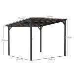 Pergola Paviljong med Väggfäste Mörkgrå av Metall för Trädgård och Terrass Vintertätt Altantak med UV-Skydd 50+ 3 x 3 m