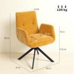 Fåtölj Snurrbar Modern Gul Tyg för Läshörna och Sovrum Bekväm Design med Armstöd Ergonomisk Sits 120 kg
