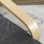 Accentfåtölj med Justerbart Fotstöd, Björkträ, upp till 120 kg, Grå, 66,5 x 94 x 100 cm