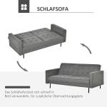 Bäddsoffa 3-Sits i Vintage-Stil, Fällbar Soffa med Träben i Eukalyptus, Bekväm Gästsäng i Bomullstyg, Grå