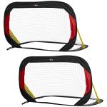 Fotbollsmål Pop-up 2-Pack, Hopfällbara Minimål med Nät, Rolig Träning för Barn i Trädgården, Svart, 186 x 90 x 89 cm