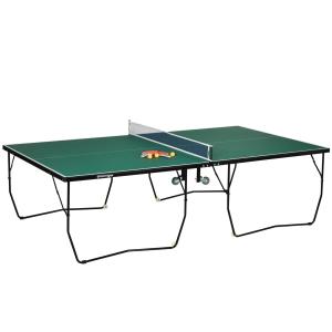 Bordtennisbord Pingisbord Grön av Stål och MDF för Inomhusbruk Hopfällbart med Hjul inklusive 2 Racketar och 3 Bollar Spelset Rolig Aktivitet