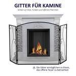 Eldstadsgaller Gnistskydd Svart av Metall för Eldstad och Ugn 3 Paneler Fällbart Skyddsgaller Säkert Eldstadsområde 132,5 x 76,5 cm
