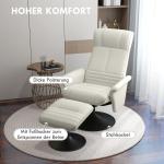 Relaxstol Vilstol Krämvit av Mikrofiber och Metall för Vardagsrum Roterande TV Stol med Pall 150 kg