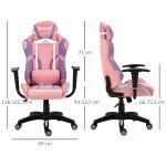 Gaming Chair Ergonomisk Kontorsstol Snurrstol Justerbar Massage Svankkudde Höjdjusterbar Rosa och Lila 69 X 56 X 125,5 Cm