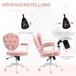 Kontorsstol Skrivbordsstol Rosa av Teddyfleece och Metall för Hemmakontor Ergonomisk med Vippfunktion