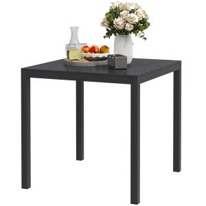 Trädgårdsbord Campingbord Fällbart Svart av Aluminium och Trälook för Trädgård och Balkong Väderbeständigt Bord 73 x 73 cm
