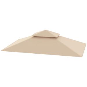 Ersättningstak Gazebotak Vattentåligt Tak Beige av Polyester för Trädgård Dubbelskikts Skyddskåpa för Grilltält 1,5 x 2,4 m