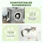 Katträd Medelstort Grå Plysch och Sisal för Katter Klösträd med Koja och Plattformar Stabil Klöspelare för Lek och Vila Platsbesparande 107 cm