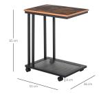 Sidobord C-Formad Rullbar Serveringsvagn Trä och Metall Modern för Vardagsrum och Kök Svart Valnöt 51 X 36 X 65 Cm