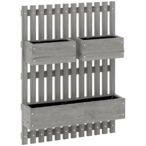 Blomlådor 3-pack för Väggmontering med Justerbar Placering Hållbar och Prisvärd Grå Massivt Trä för Odling 60 x 16 x 80 cm