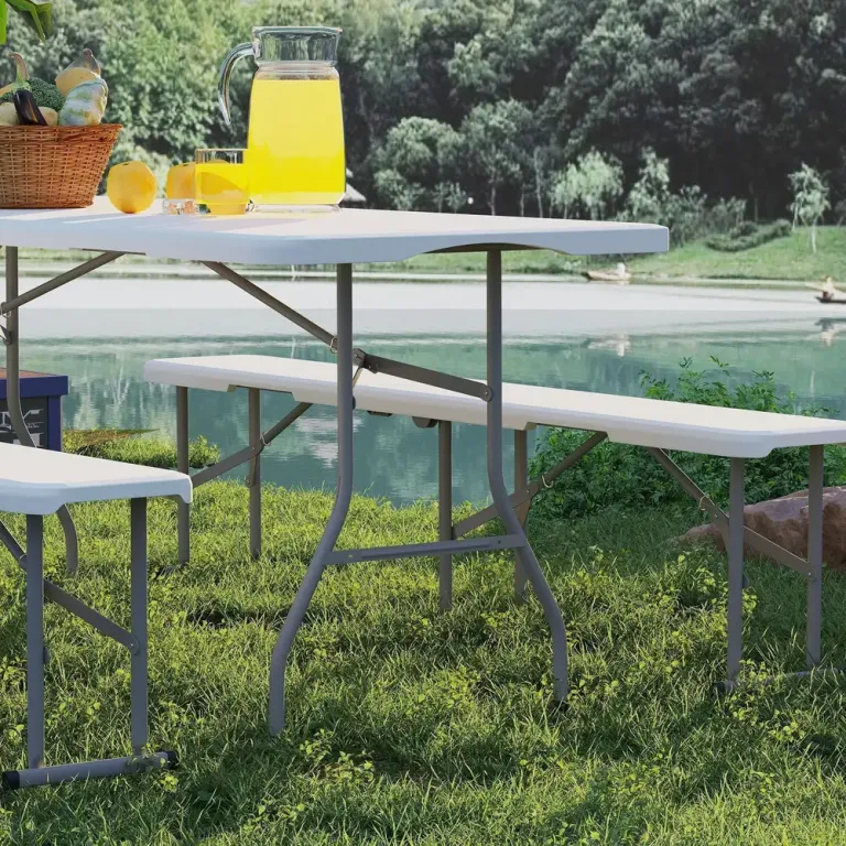 Öltältset Hopfällbart 3-Delar Vit 180 x 74 x 74 cm