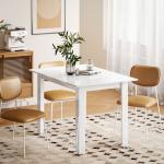 Utdragbart Matbord 120-160 x 70 cm för 4-6 Personer i Högblank MDF, Vit