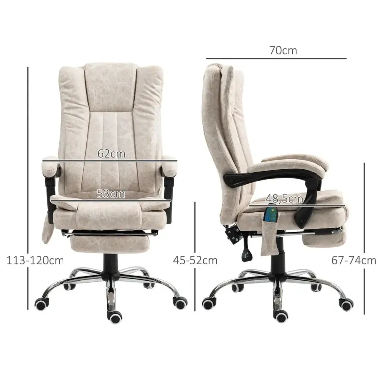 Kontorsstol Ergonomisk Krämvit av Tyg