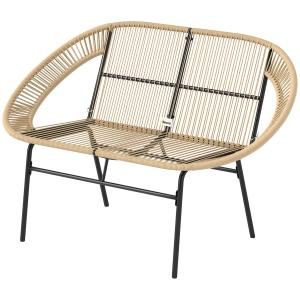 Trädgårdsbänk Parkbänk 2-Sits Khaki av Polyrotting för Balkong och Terrass Väderbeständig Bänk med Ryggstöd 126 x 72 x 83 cm