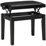 Justerbar Pianopall i Konstläder, Bekväm Pianobänk med Förvaring, Ergonomisk Sittplats för Musiker, Svart, 63 x 33 x 45-56 cm