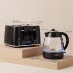 Frukostset Vattenkokare och Brödrost Svart Rostfritt Stål för Kök Snabbkokning och 4 Skivor Brödrost med Kalkfilter 1,7 Liter 2200W