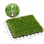Konstgräs med Dräneringsfunktion, 6 500 Fibrer/m², 25 mm, Grön, Set om 10 st à 30 x 30 cm
