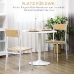 Matbord för 2 Personer med Rund Bordsskiva och Halkfria Fötter för Kök och Matsal Modern och Stabil Vit MDF och Stål 80 x 80 x 75 cm