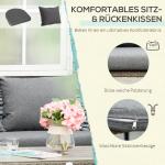 Matgrupp i Konstrotting 4 Personer, Bekväm Utemöbel med Soffa och Bord, Inkluderar Dynor för Avkoppling, Brun/Grå